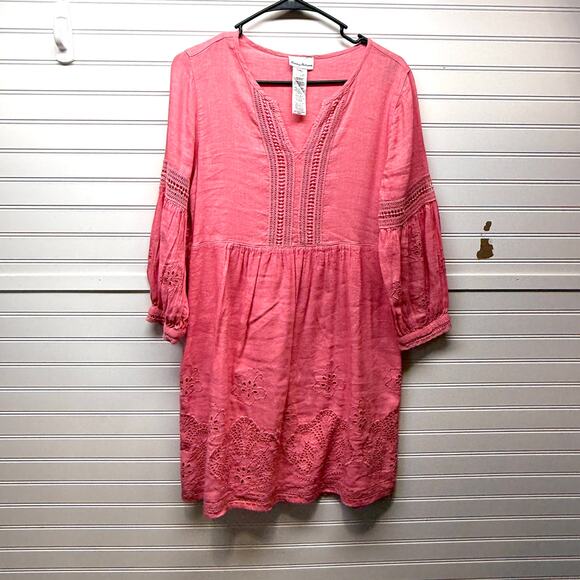 Tommy Bahama St Lucia Split Neck Dress Coral Coast Size XS Oversized - Picture 2 of 13